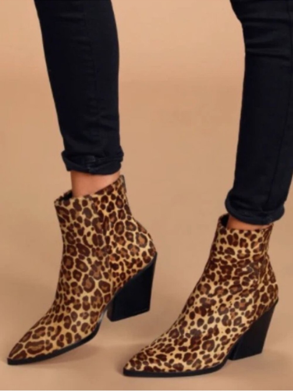 New in box. Dulce Vita Issa leopard calf hair pointed toe bootie